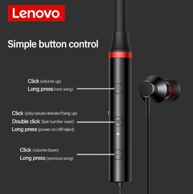 LENOVO HE05 Bluetooth Headset Neckband Original