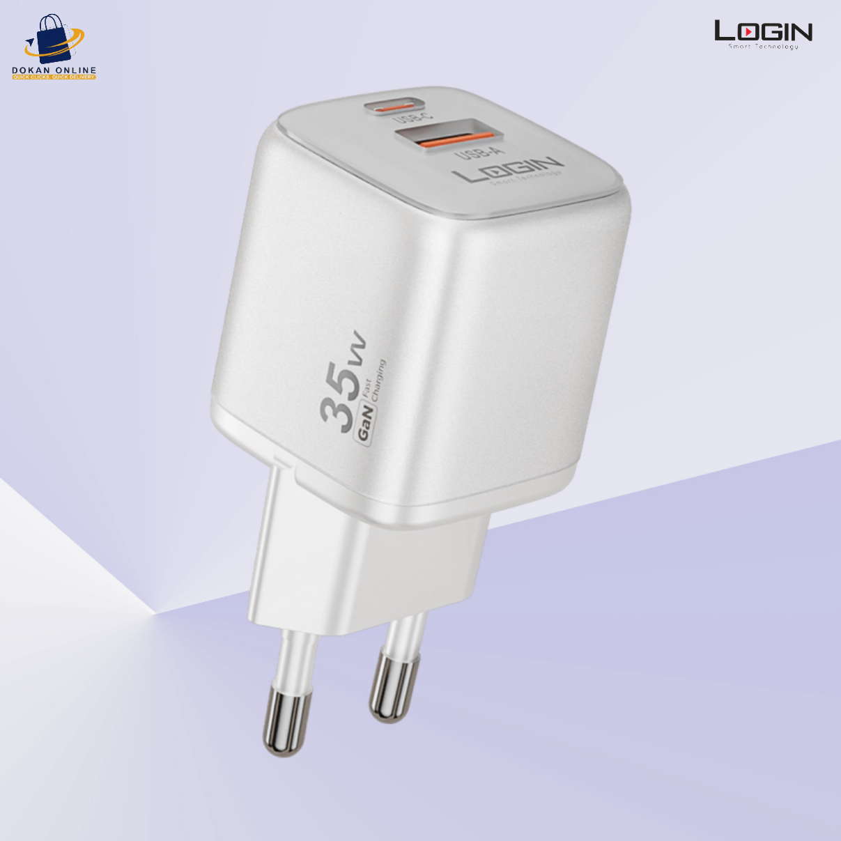 Login L-413 GANGO | Charger
35W | GaN Technology | USB-A and PD