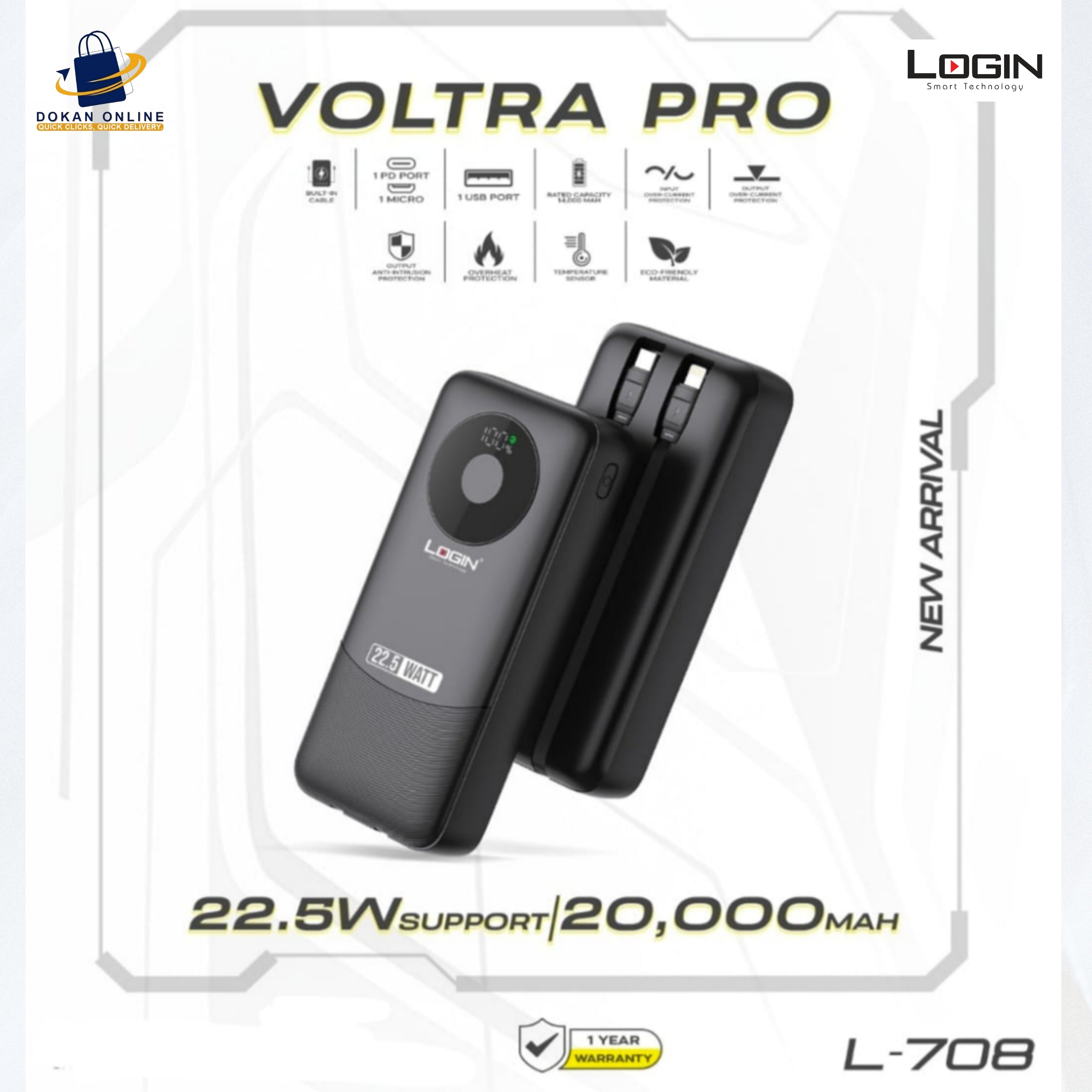 LOGIN PowerBank L-708 Voltra Pro | 20000mAh