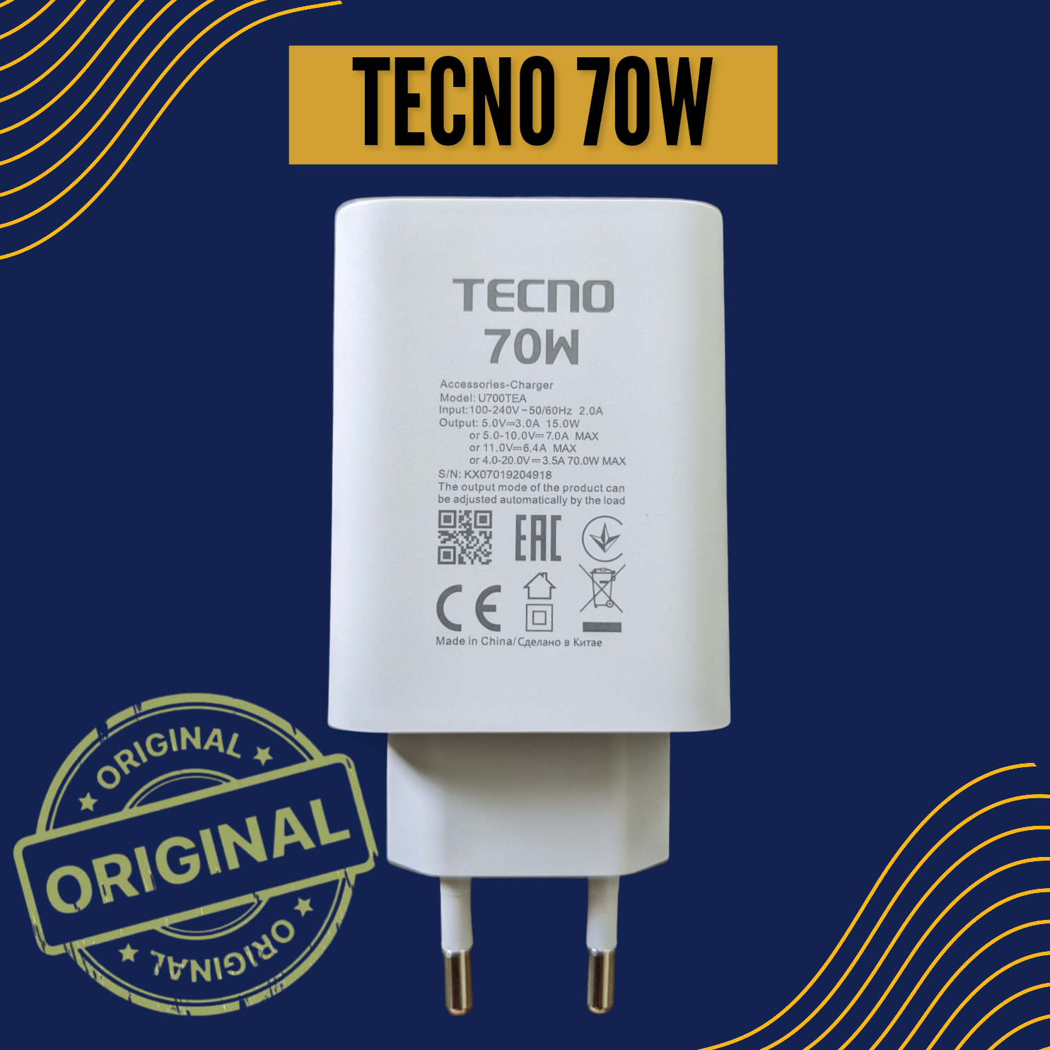 TECNO 70W Charger Original